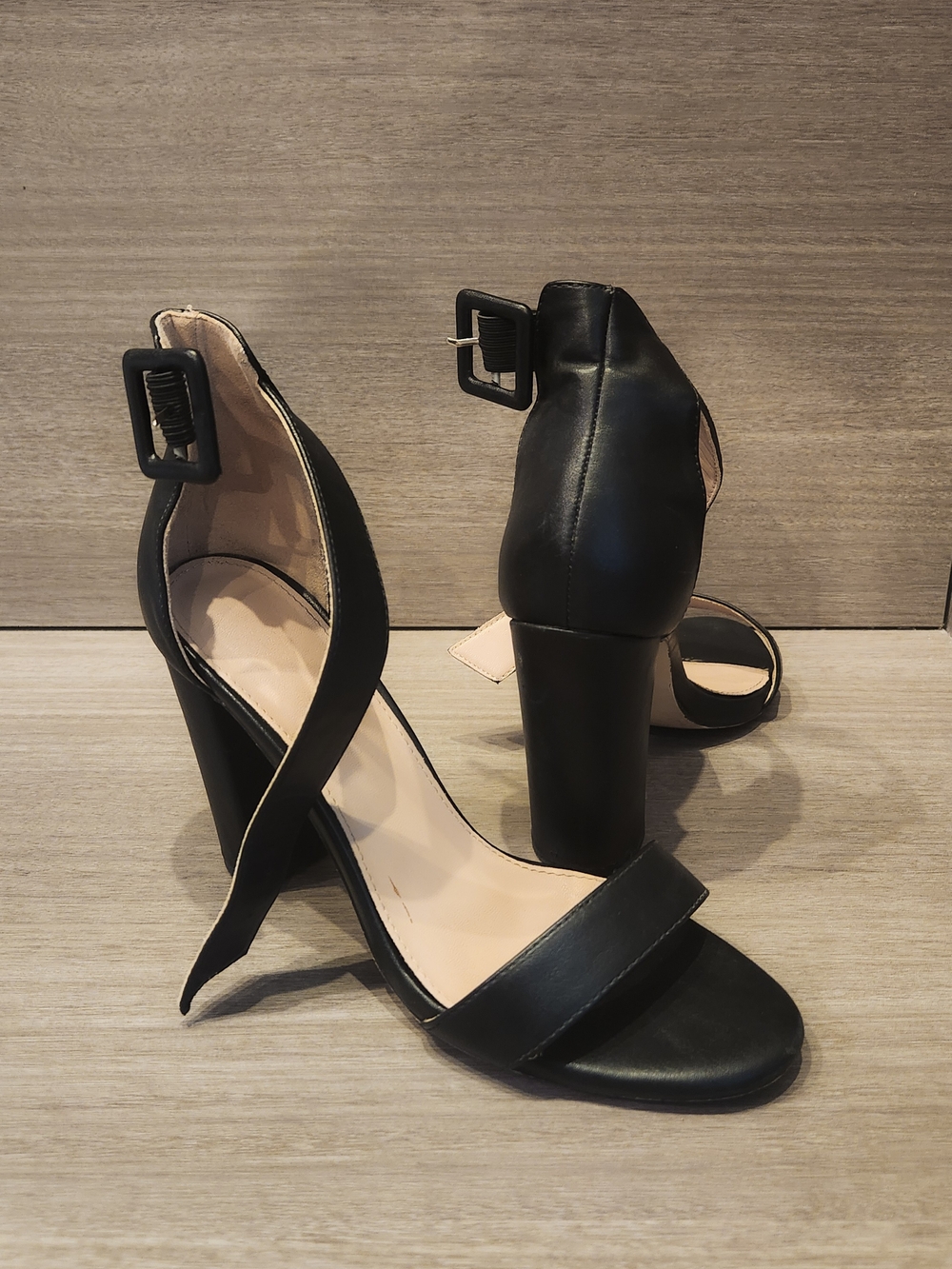 Black Block Heel Sandals